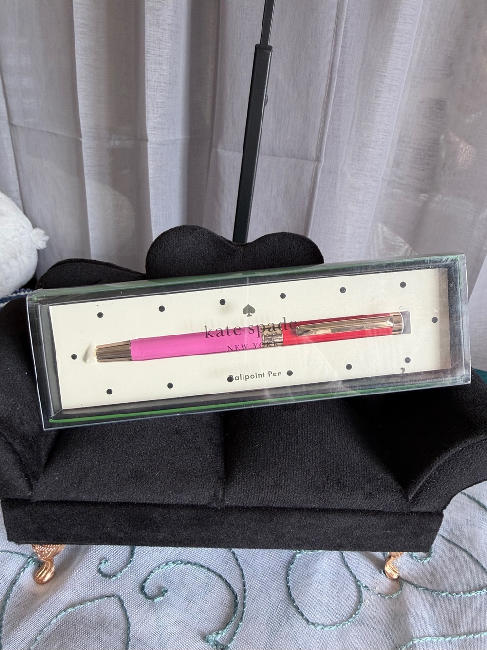 kate spade Pink and Red Ballpoint Pen with Gold Accents